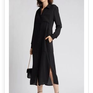 Nordstrom Black Long Sleeve Midi Shirtdress Size S